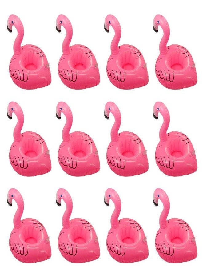 NYRWANA Inflatable Flamingo Pink Coasters Coke Cup Drink Holder, 12 Pieces (Free Air Pump) - Image 5